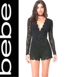 💥HAUNTINGLY BEAUTIFUL💥Bebe Black Lace Romper